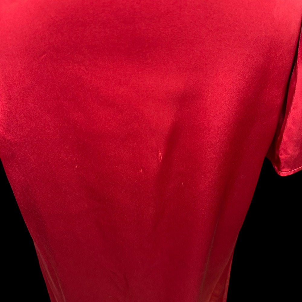 Red Satin Long Sleeve Maxi Dress Lace Up Corset Back Evening Gown Formal - Picture 8 of 9